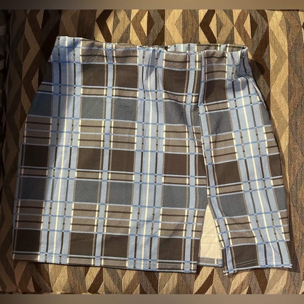 Blue Plaid Mini Skirt